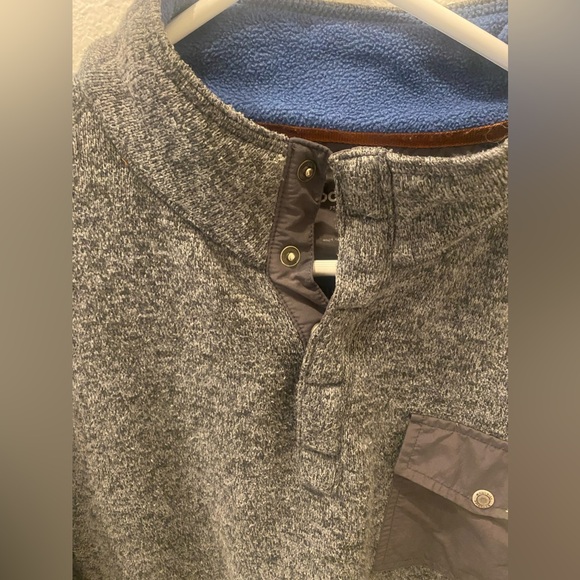 Woolrich Mens Knit Pullover Long Sleeve Grey Sweater Snap front Size XL - Picture 4 of 11